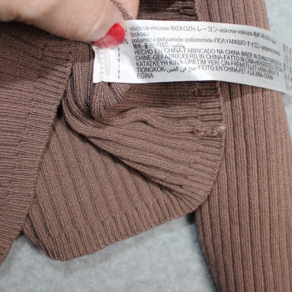 Zara New Brown Off the Shoulder Crop Top Long Sleeve Size‎ Medium - Picture 5 of 5